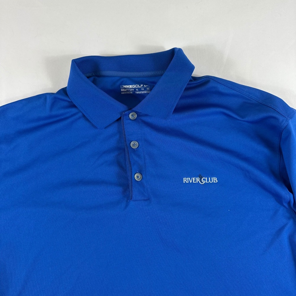 Nike Golf Fit Dry Mens XL Royal Blue River Club Polo Shirt Short Sleeve Prep - Picture 2 of 7